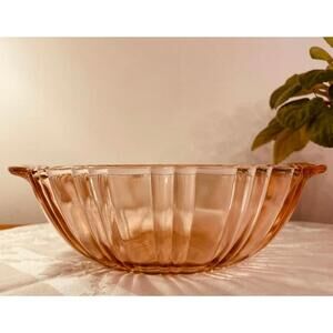 Pink Depression Glass Serving Bowl with Handles | c.1930s–1940s